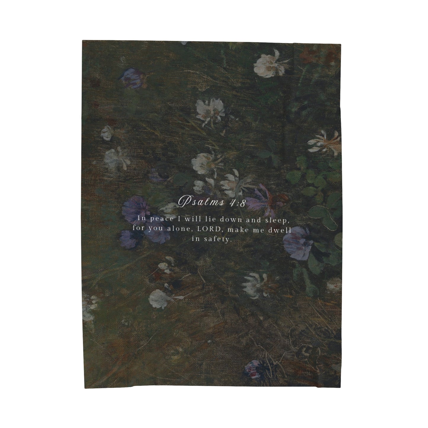 Floral Print Psalm 4:8 Comfy Plush Blanket