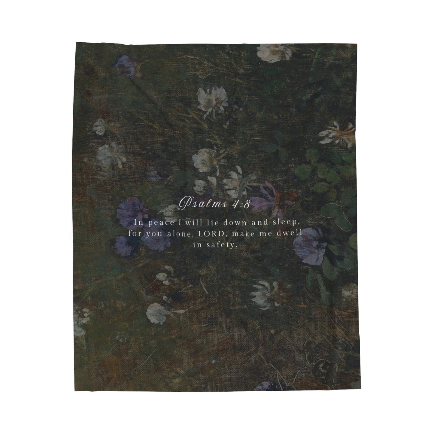 Floral Print Psalm 4:8 Comfy Plush Blanket