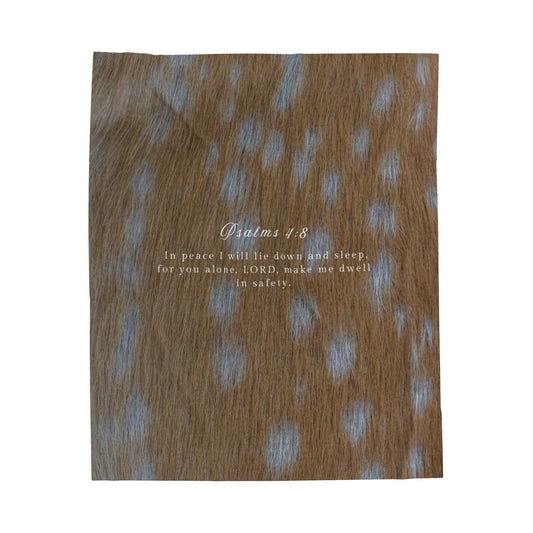 Deer print Psalm 4:8 Comfy Plush Blanket