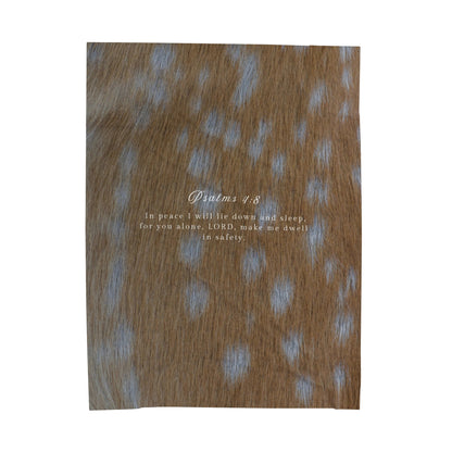 Deer print Psalm 4:8 Comfy Plush Blanket