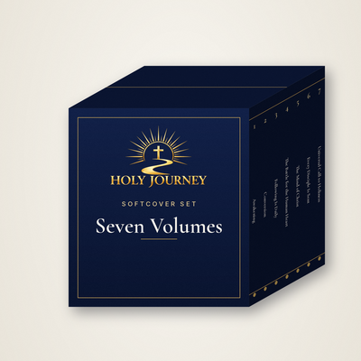 Holy Journey 7-volume set, softcover, gold logo on navy