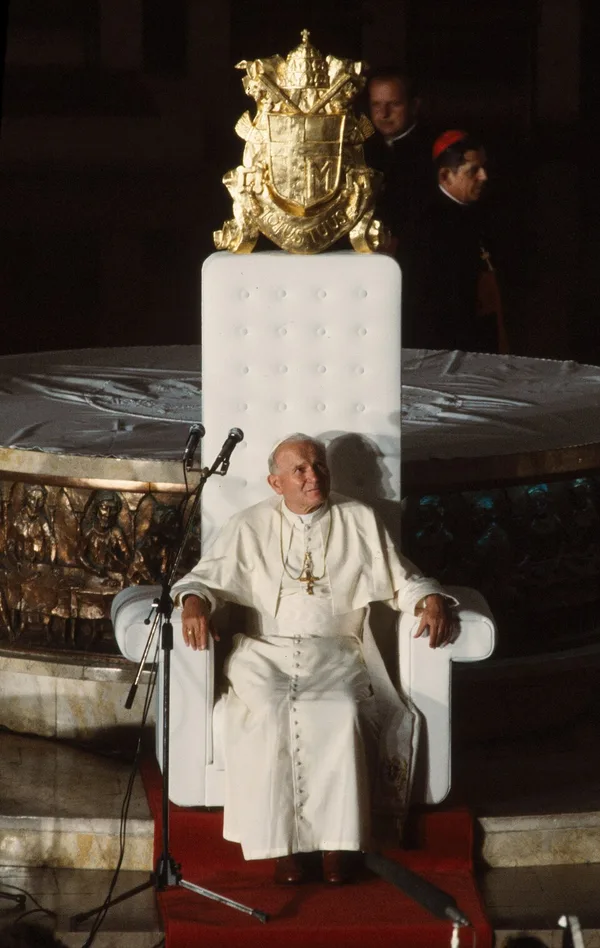 Saint John Paul II, photograph by Bernard Gotfryd in Katowice Cathedral, 1983