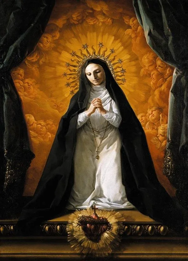 Saint Margaret Mary Alacoque, painting by Corrado Giaquinto of her contemplating the Sacred Heart of Jesus (18th c.)